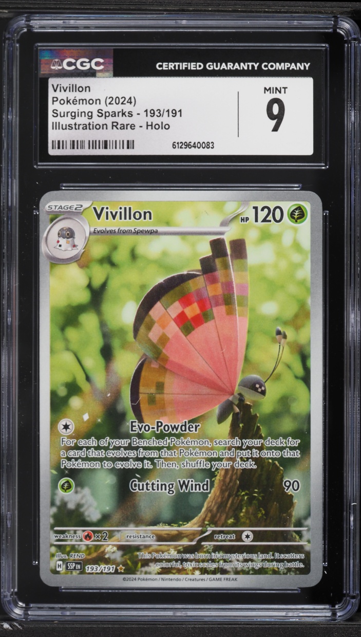 2024 Pokemon Scarlet & Violet Surging Sparks IR Vivillon #193 CGC 9 MINT