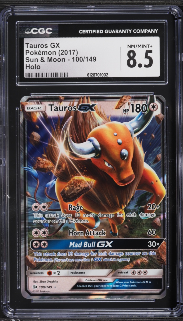 2017 Pokemon Sun & Moon Tauros GX #100 CGC 8.5 NM-MT+