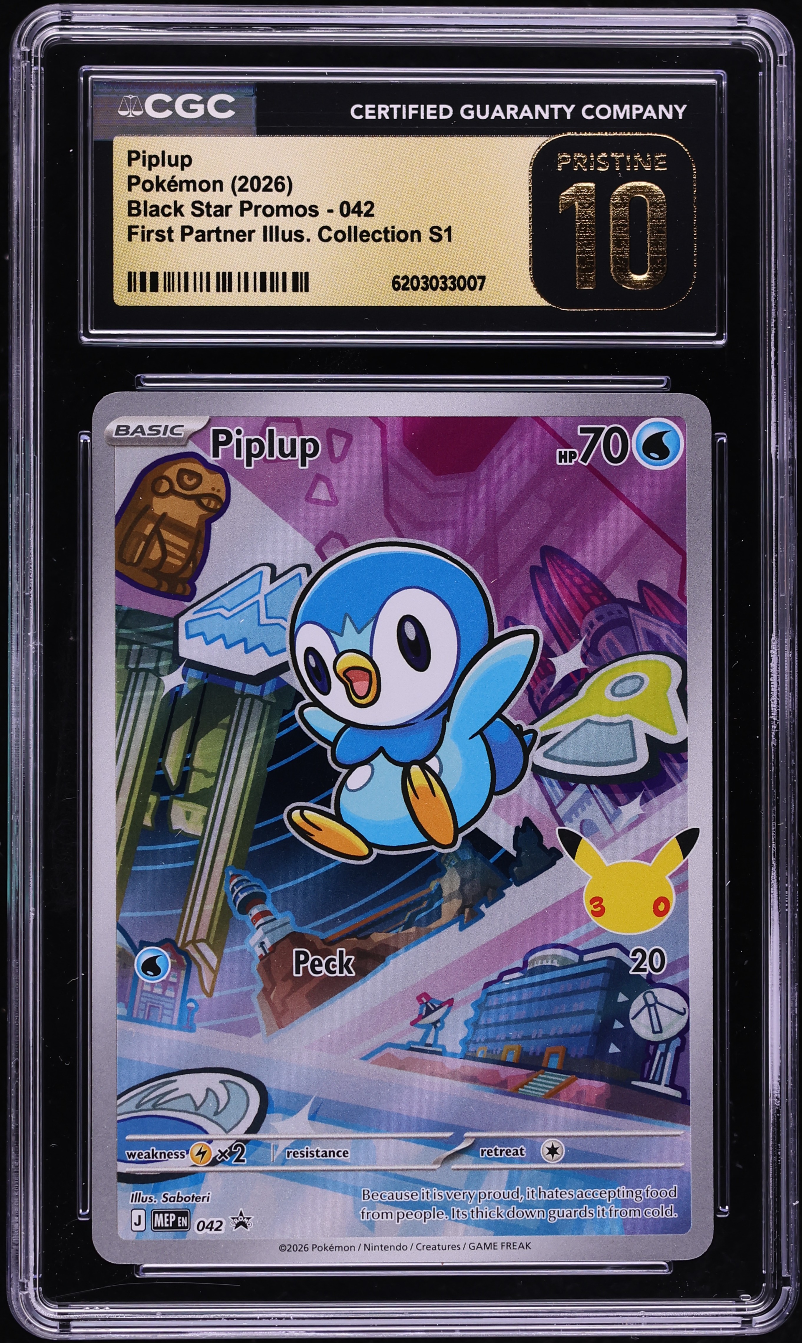 2026 Pokemon Mega Promo First Partner Illustration S1 Full Art Piplup #42 CGC 10 PRISTINE