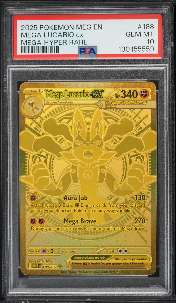 2025 Pokemon Mega Evolution MHR Mega Lucario ex #188 PSA 10 GEM MINT