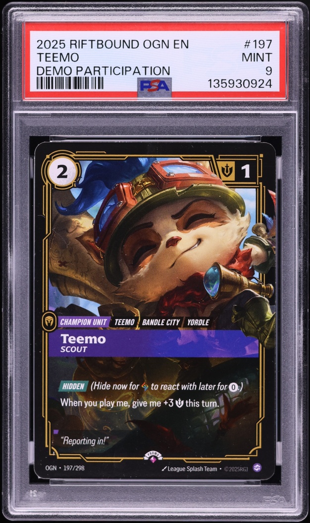 2025 Riftbound League Of Legends Origins Demo Participation Teemo #197 PSA 9 MINT