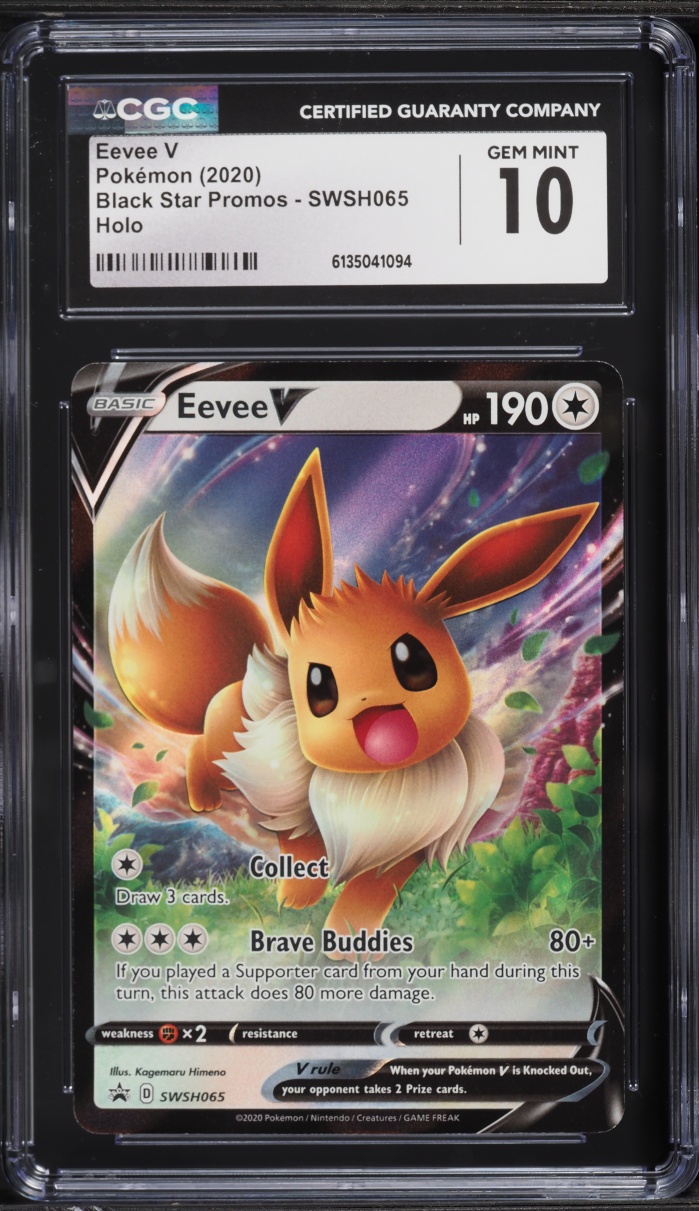2020 Pokemon Sword & Shield Black Star Promo Eevee V #SWSH065 CGC 10 GEM MINT