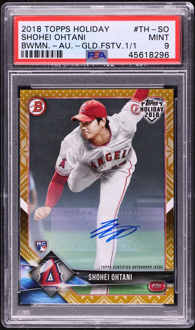 2018 Topps Holiday Bowman Gold Festive Shohei Ohtani ROOKIE AUTO 1/1 PSA 9 MINT