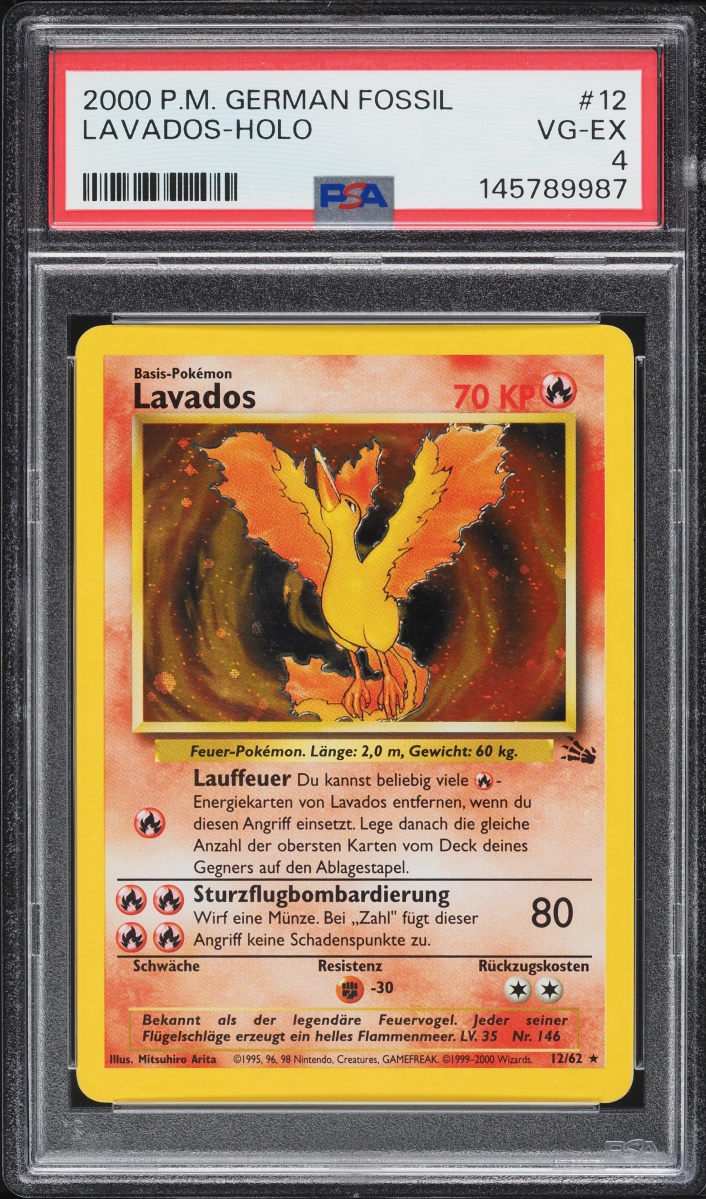 2000 Pokemon German Fossil Holo Moltres Lavados #12 PSA 4 VGEX