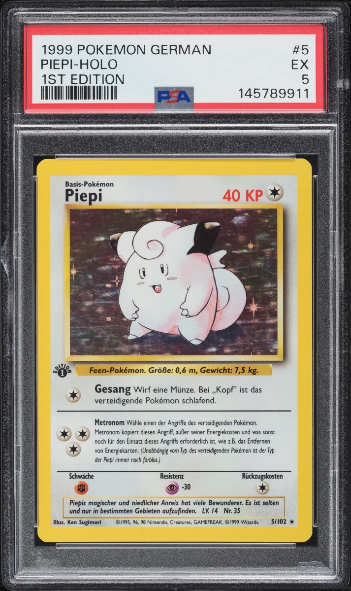 1999 Pokemon German Base Set 1st Edition Holo Clefairy #5 PSA 5 EX