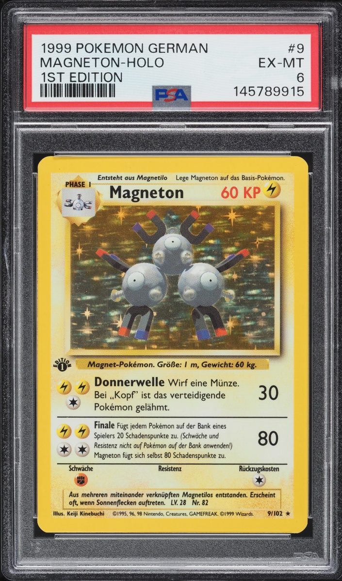 1999 Pokemon German Base Set 1st Edition Holo Magneton #9 PSA 6 EXMT