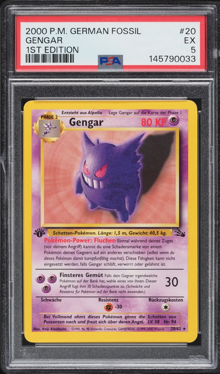 2000 Pokemon German Fossil 1st Edition Gengar #20 PSA 5 EX