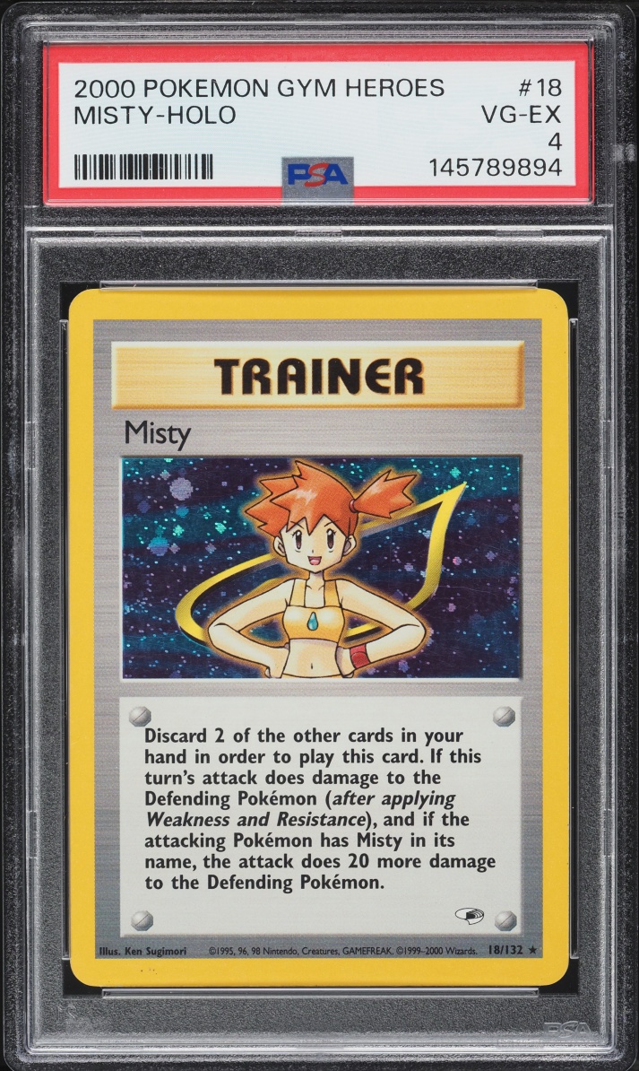 2000 Pokemon Gym Heroes Holo Misty #18 PSA 4 VGEX