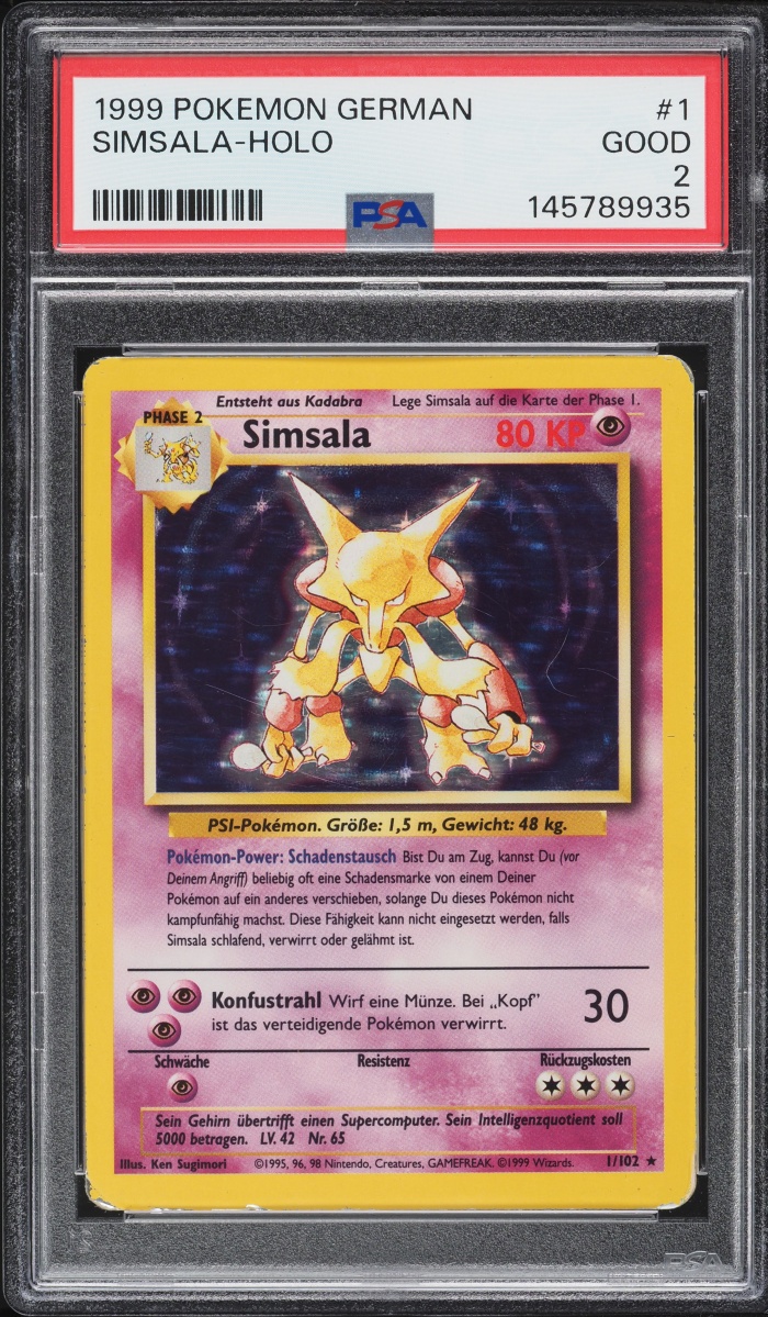 1999 Pokemon German Base Set Holo Alakazam #1 PSA 2 GD