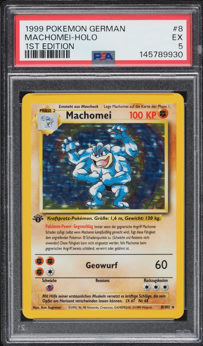 1999 Pokemon German Base Set 1st Edition Holo Machamp #8 PSA 5 EX