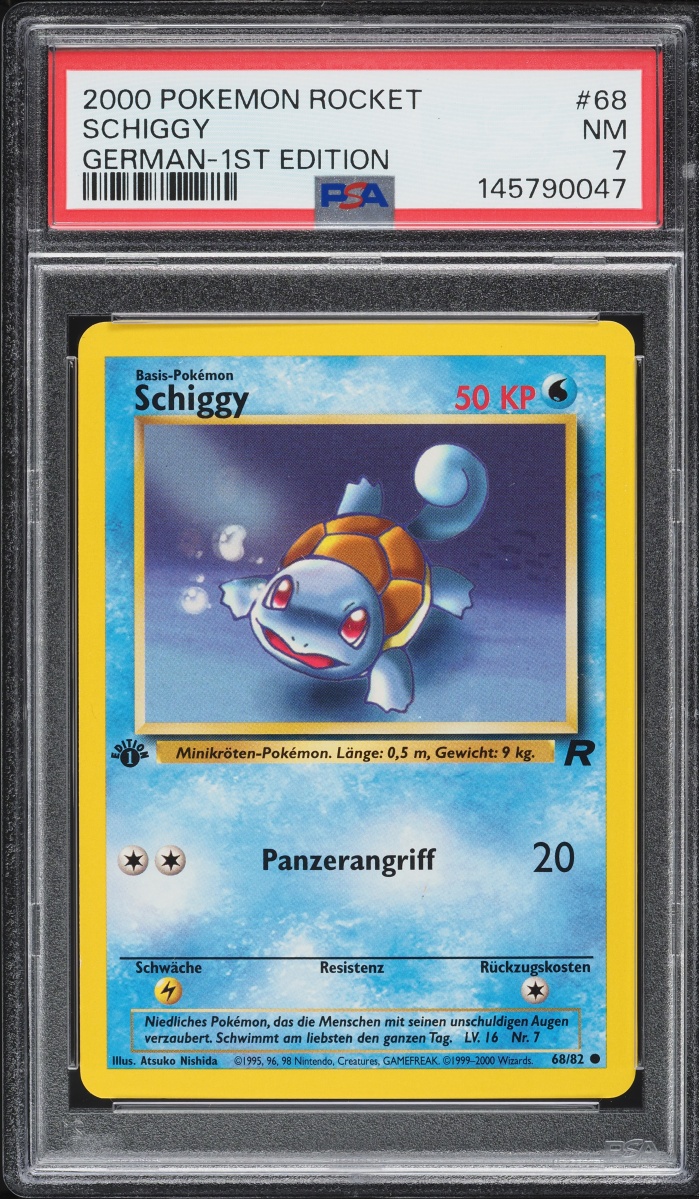 2000 Pokemon German Team Rocket 1st Edition Squirtle #68 PSA 7 NRMT