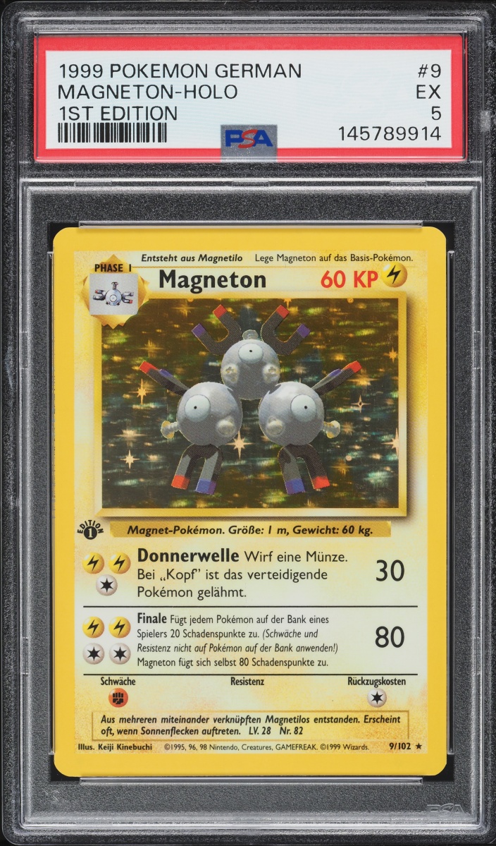 1999 Pokemon German Base Set 1st Edition Holo Magneton #9 PSA 5 EX