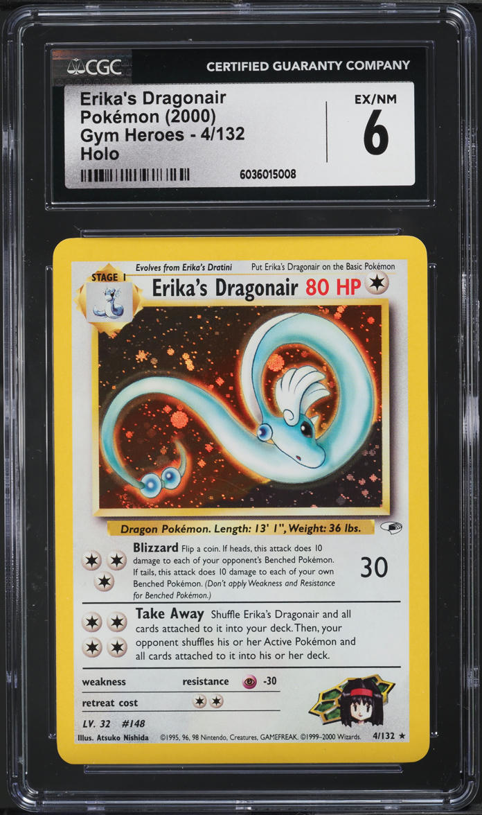 2000 Pokemon Gym Heroes Holo Erika's Dragonair #4 CGC 6 EXMT