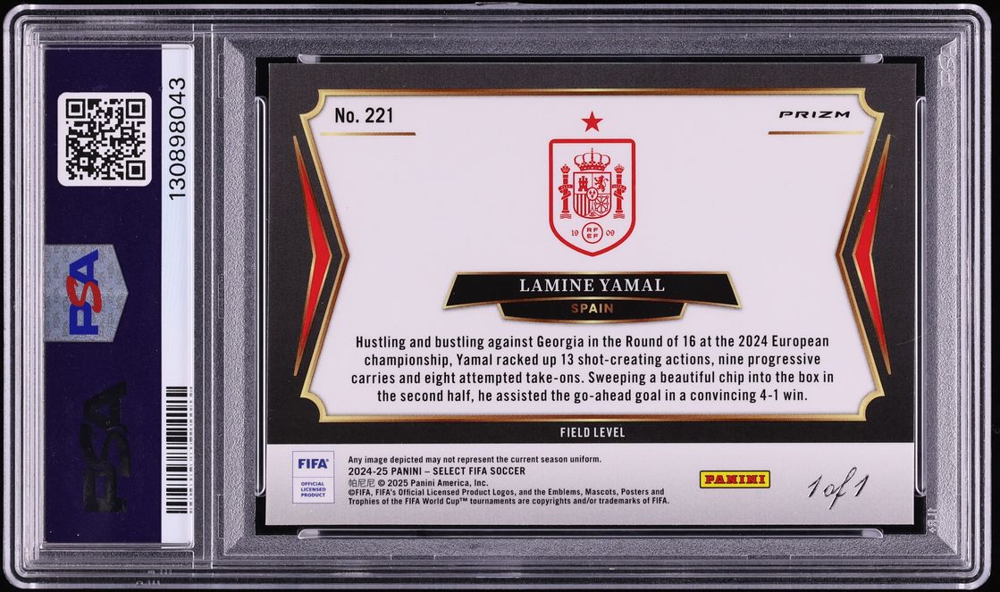 2024 Select FIFA Field Level Black Lamine Yamal 1/1 #221 PSA 7 NRMT