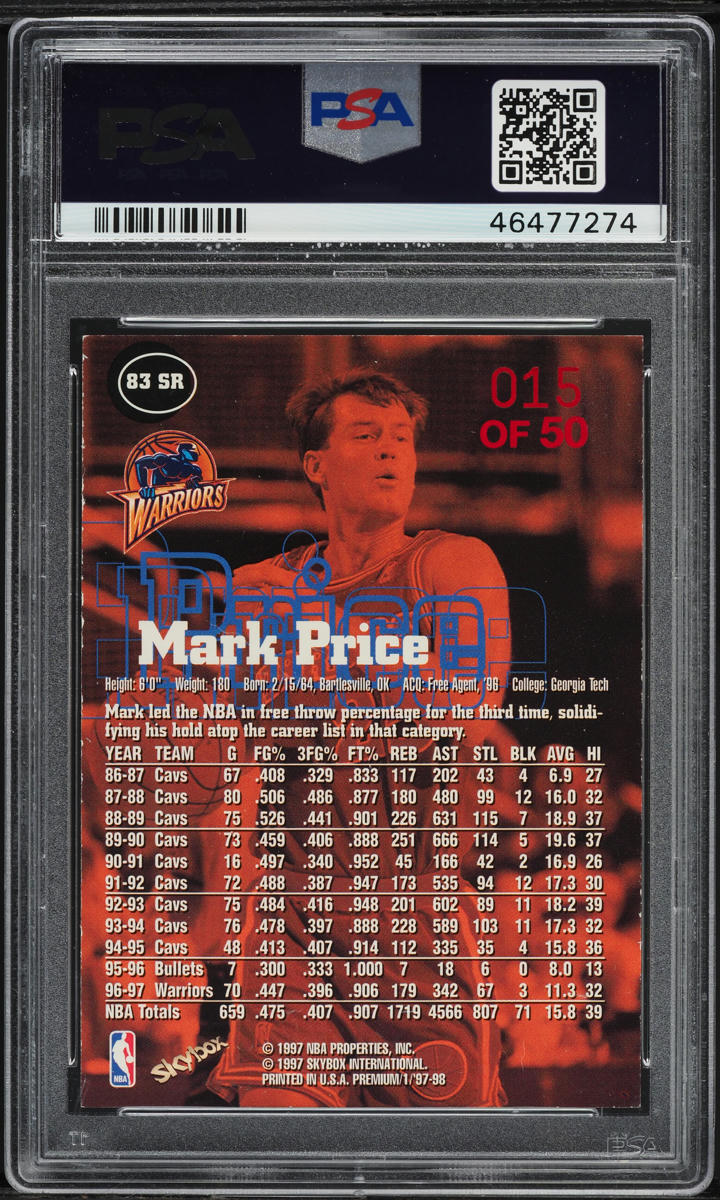 1997 Skybox Premium Star Rubies Mark Price /50 #83 PSA 8 NM-MT