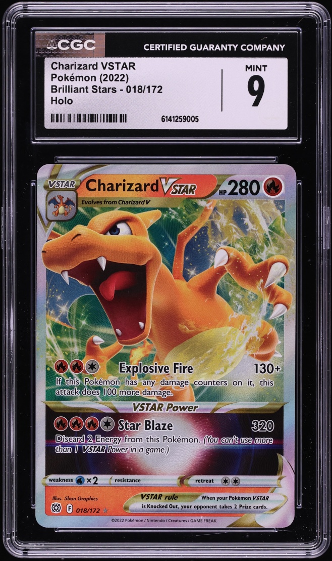 2022 Pokemon Sword & Shield Brilliant Stars Holo Charizard VSTAR #18 CGC 9 MINT