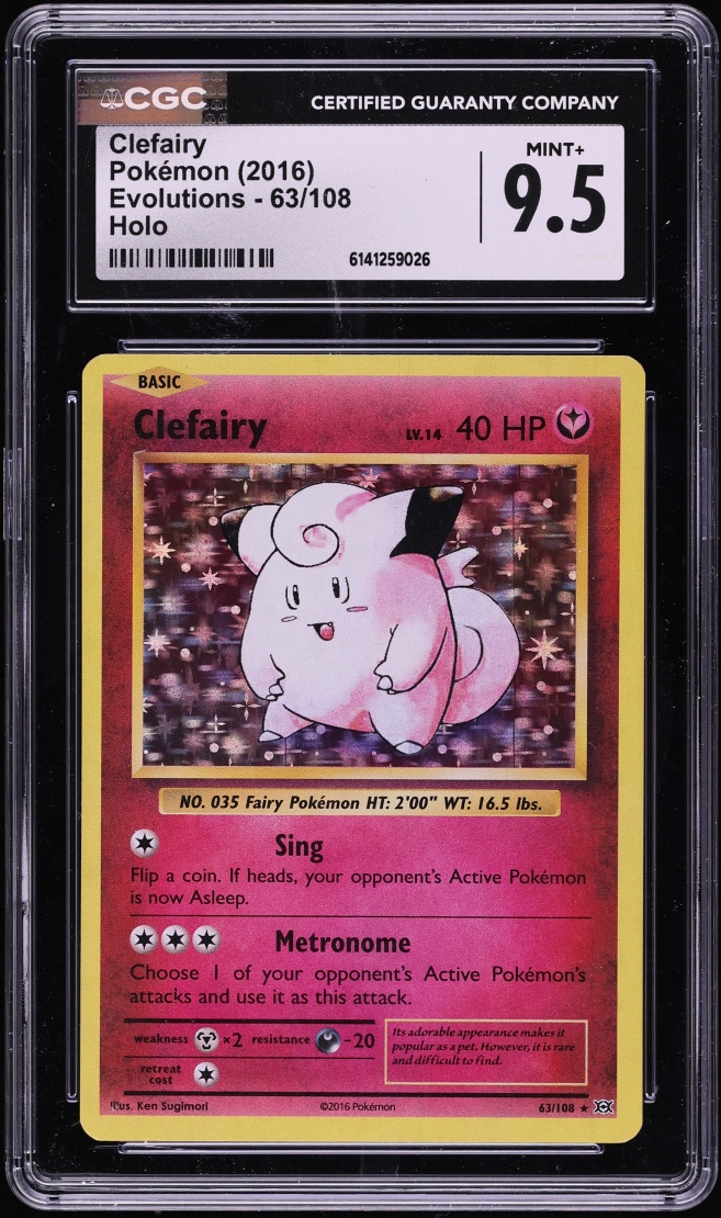 2016 Pokemon XY Evolutions Holo Clefairy #63 CGC 9.5 MINT+