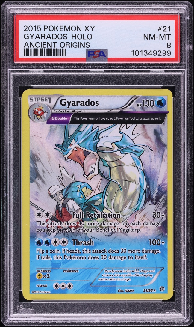 2015 Pokemon XY Ancient Origins Holo Gyarados #21 PSA 8 NM-MT