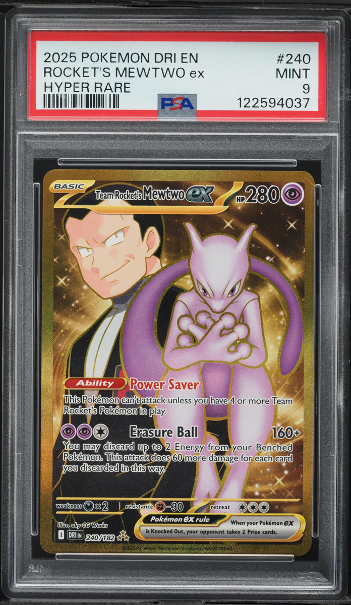 2025 Pokemon Scarlet & Violet Destined Rivals Gold Rare Rocket's Mewtwo ex #240 PSA 9 MINT