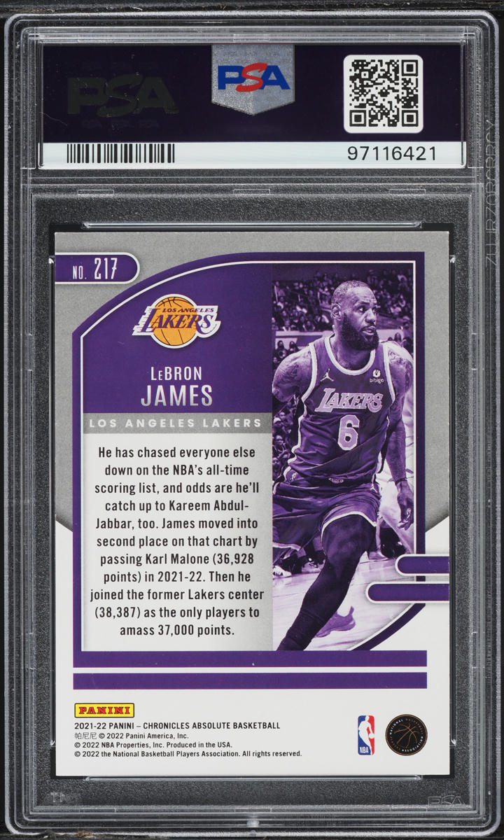 2021 Panini Chronicles Absolute LeBron James #217 PSA 8 NM-MT