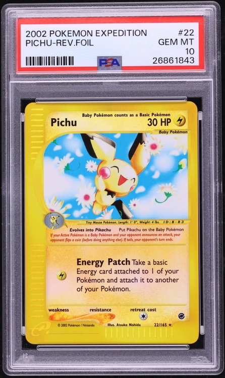 2002 Pokemon Expedition Reverse Holo Pichu #22 PSA 10 GEM MINT