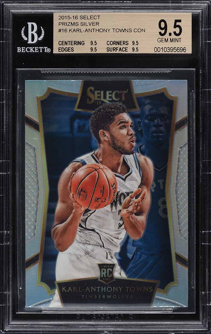 2015 Select Silver Prizm Karl-Anthony Towns ROOKIE #16 BGS 9.5 GEM MINT