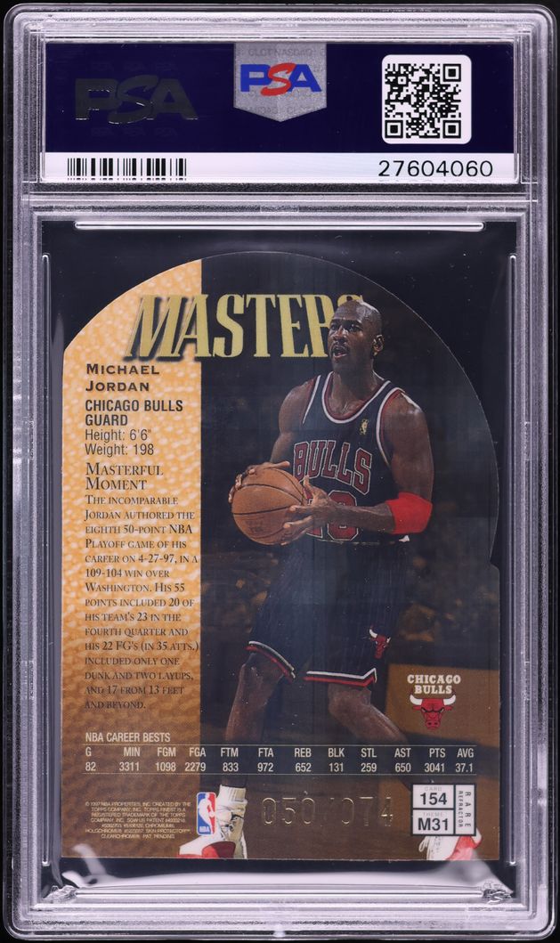 1997 Finest Embossed Gold Refractor Michael Jordan /74 #154 PSA 10 GEM MINT