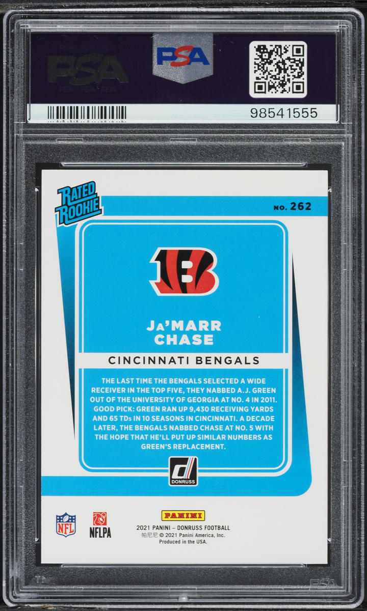 2021 Donruss Press Proof Red Ja’Marr Chase ROOKIE #262 PSA 10 GEM MINT