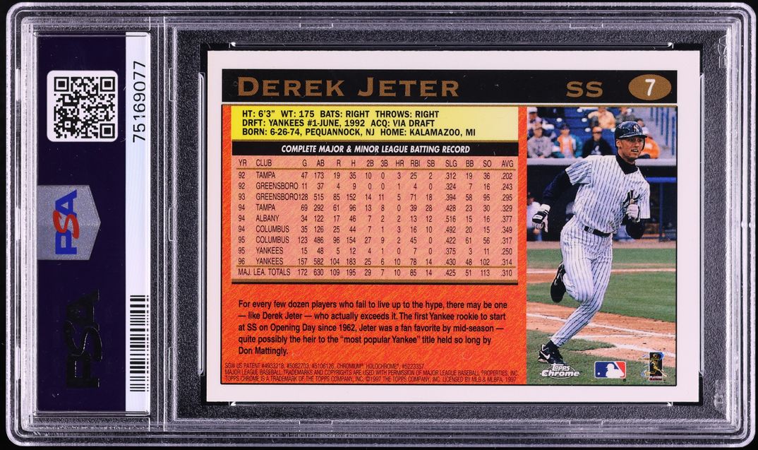 1997 Topps Chrome Derek Jeter #7 PSA 9 MINT