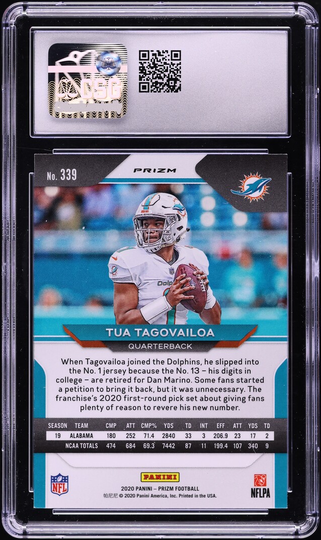 2020 Panini Prizm Green Tua Tagovailoa ROOKIE #339 CSG 10 GEM MINT
