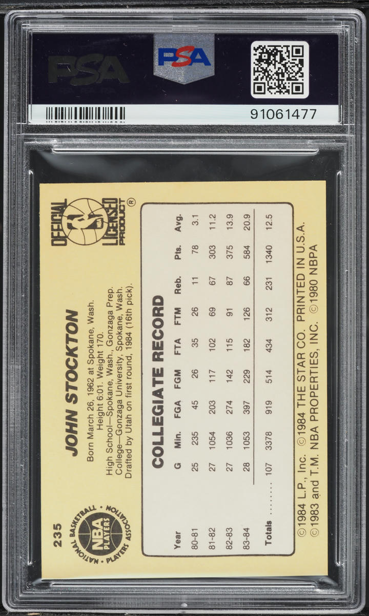 1984 Star Basketball John Stockton ROOKIE #235 PSA 6 EXMT