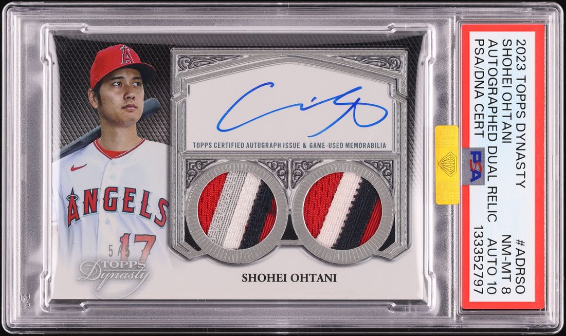 2023 Topps Dynasty Dual Shohei Ohtani PATCH AUTO DNA 10 5/5 #ADRSO MBA PSA 8 NM-MT