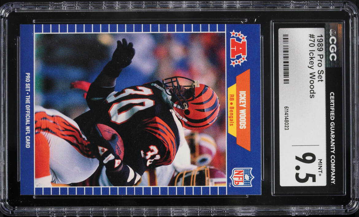 1989 Pro Set Football Ickey Woods ROOKIE #70 CGC 9.5 MINT+