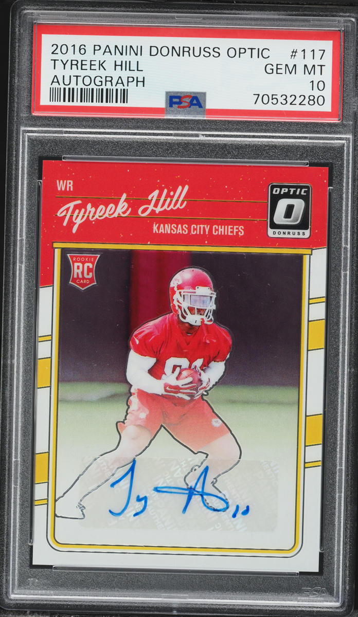 2016 Donruss Optic Tyreek Hill ROOKIE AUTO /150 #117 PSA 10 GEM MINT
