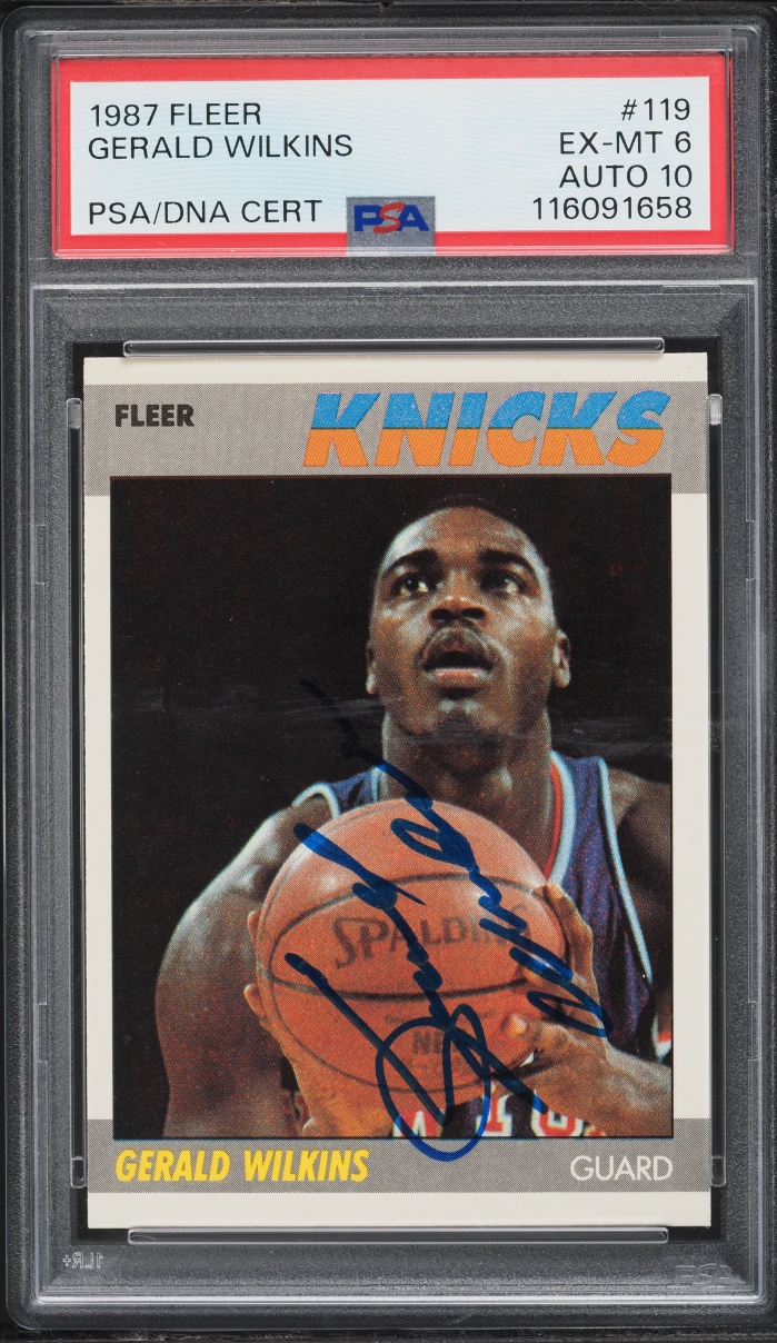 1987 Fleer Basketball Gerald Wilkins AUTO DNA 10 #119 PSA 6 EXMT