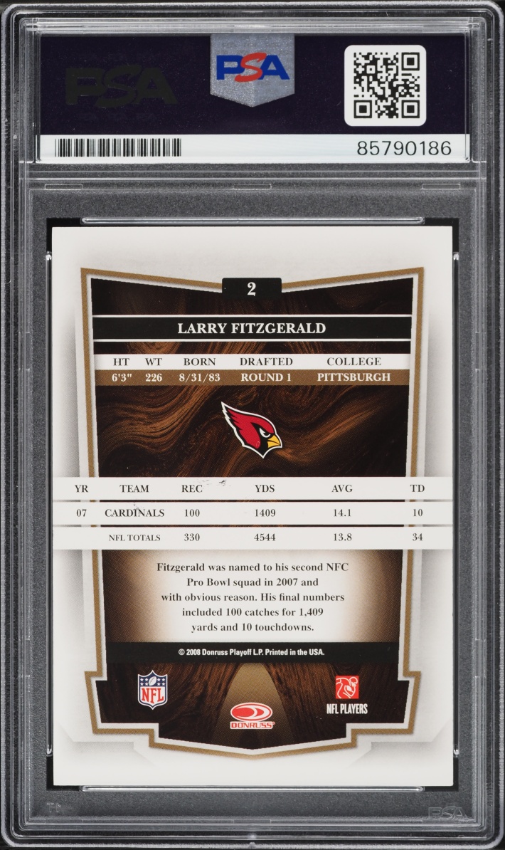 Larry Fitzgerald Signed Autographed Trading Card AUTO PSA/DNA 10