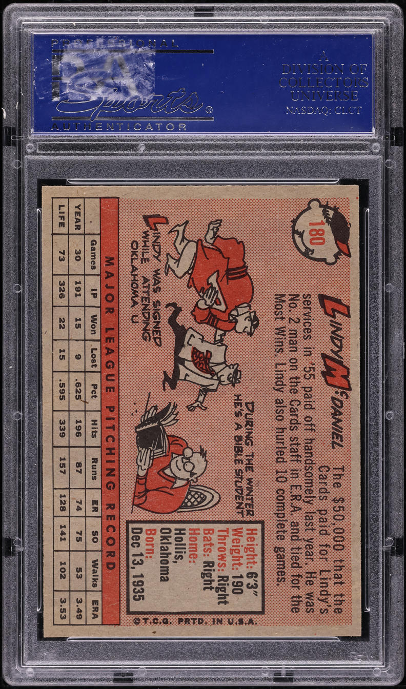 1958 Topps Lindy McDaniel #180 PSA 9 MINT