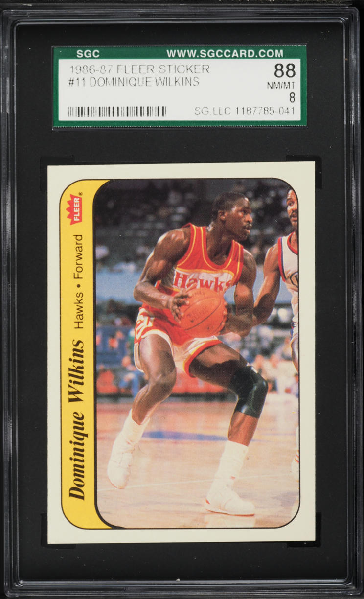 1986 Fleer Sticker Dominique Wilkins ROOKIE #11 SGC 8 NM-MT