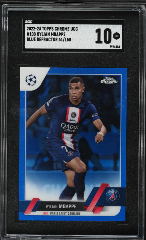 2022 Topps Chrome UEFA Orange Refractor Kylian Mbappe /25 #100 PSA