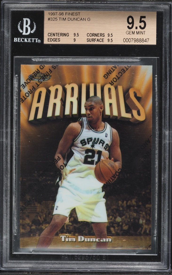 1997 Finest Basketball w/ Coating Tim Duncan ROOKIE #325 BGS 9.5 GEM MINT