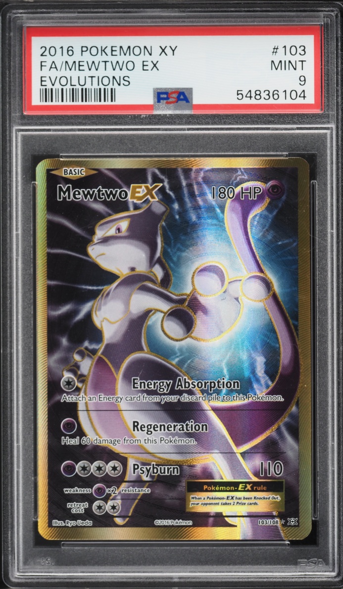 2016 Pokemon XY Evolutions Gold Rare Mewtwo EX #103 PSA 9 MINT
