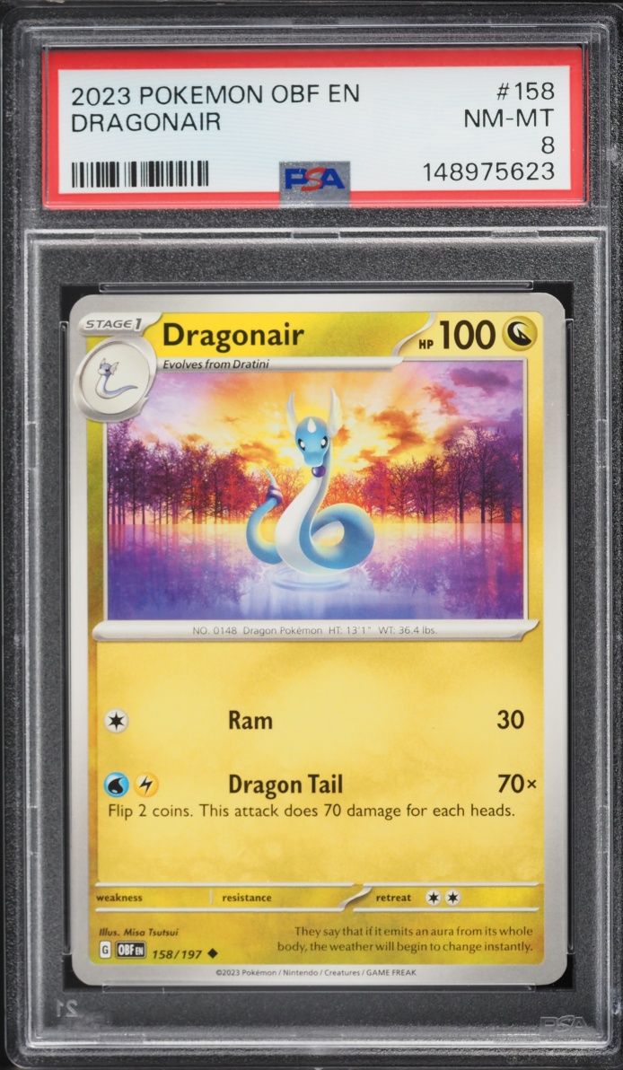 2023 Pokemon Scarlet & Violet Obsidian Flames Dragonair #158 PSA 8 NM-MT