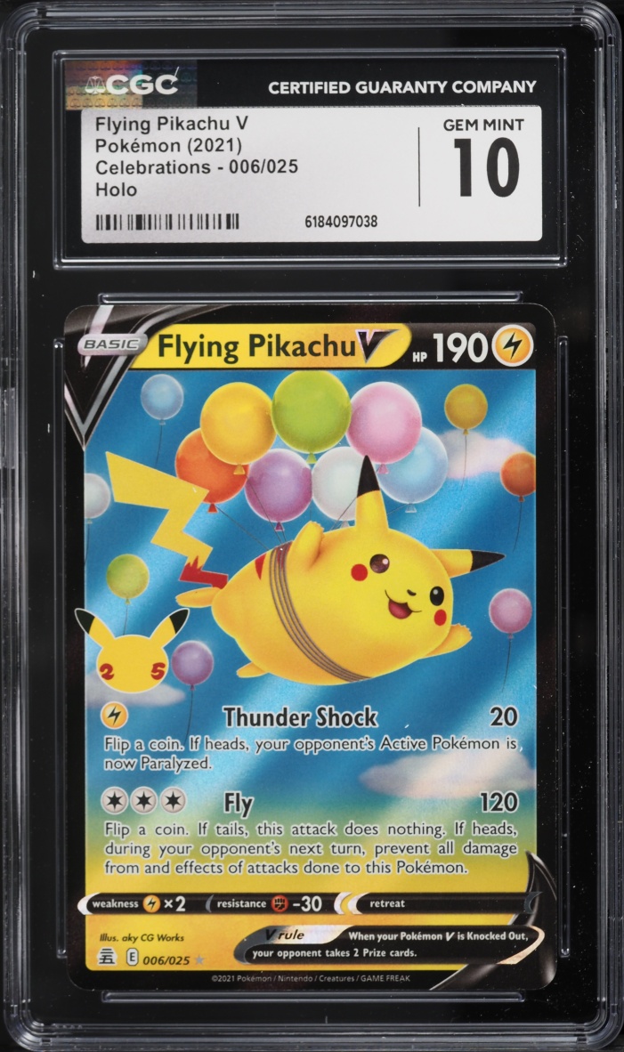 2021 Pokemon Sword & Shield Celebrations Holo Flying Pikachu V #6 CGC 10 GEM MINT