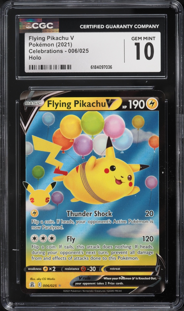 2021 Pokemon Sword & Shield Celebrations Holo Flying Pikachu V #6 CGC 10 GEM MINT
