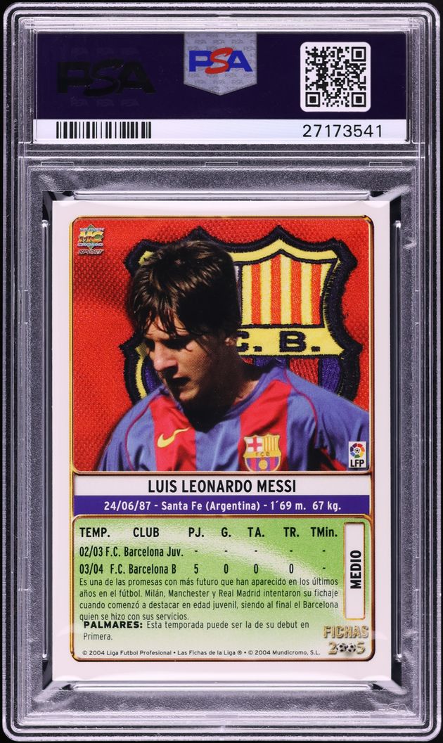 2004 Mundi Cromo Liga Lionel Messi ROOKIE #617 PSA 10 GEM MINT
