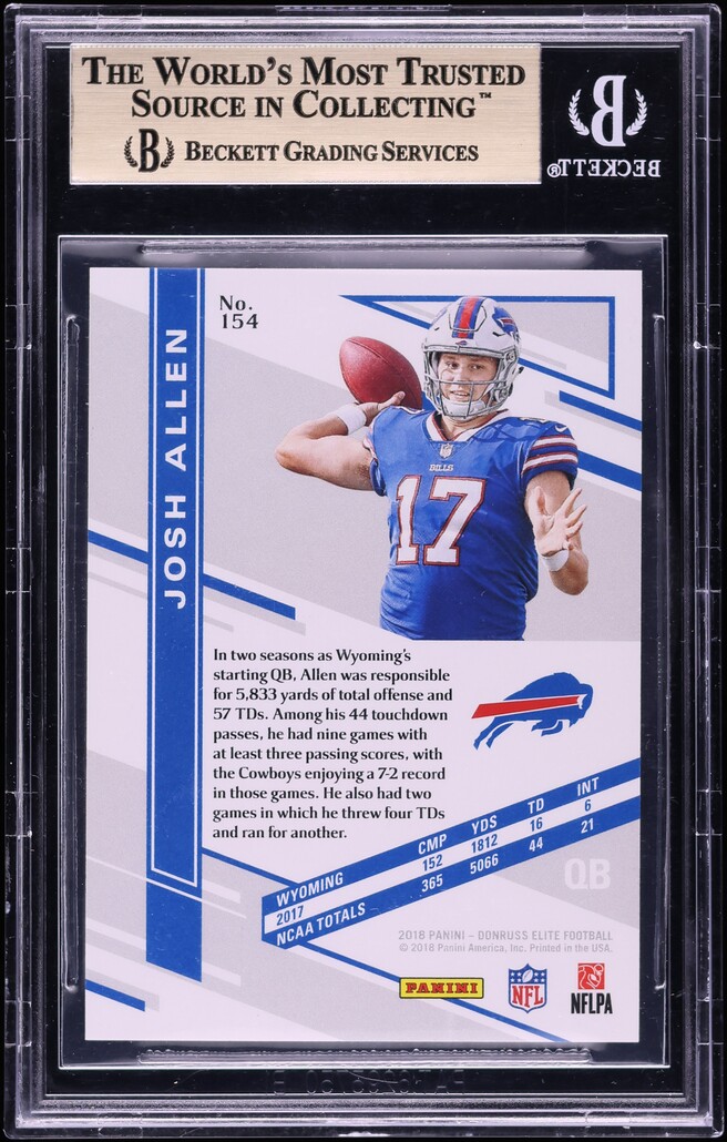 2018 Elite Status Josh Allen ROOKIE /17 #154 BGS 10 PRISTINE