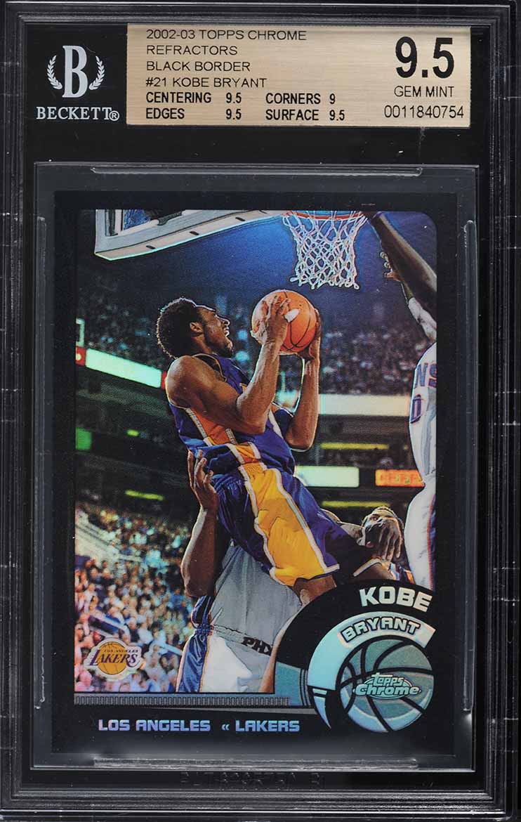 2002 Topps Chrome Black Refractor Kobe Bryant /99 #21 BGS 9.5 GEM MINT