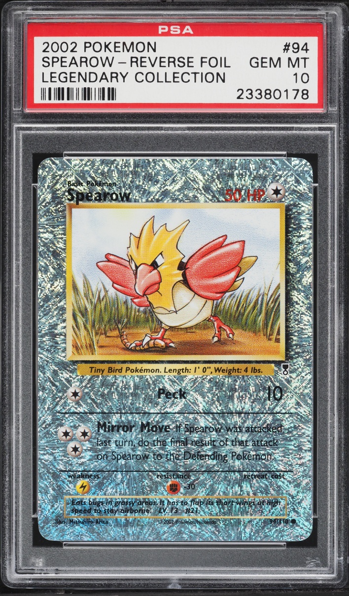 2002 Pokemon Legendary Collection Reverse Holo Spearow #94 PSA 10 GEM MINT