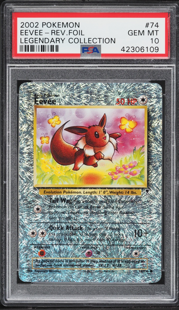 2002 Pokemon Legendary Collection Reverse Holo Eevee #74 PSA 10 GEM MINT