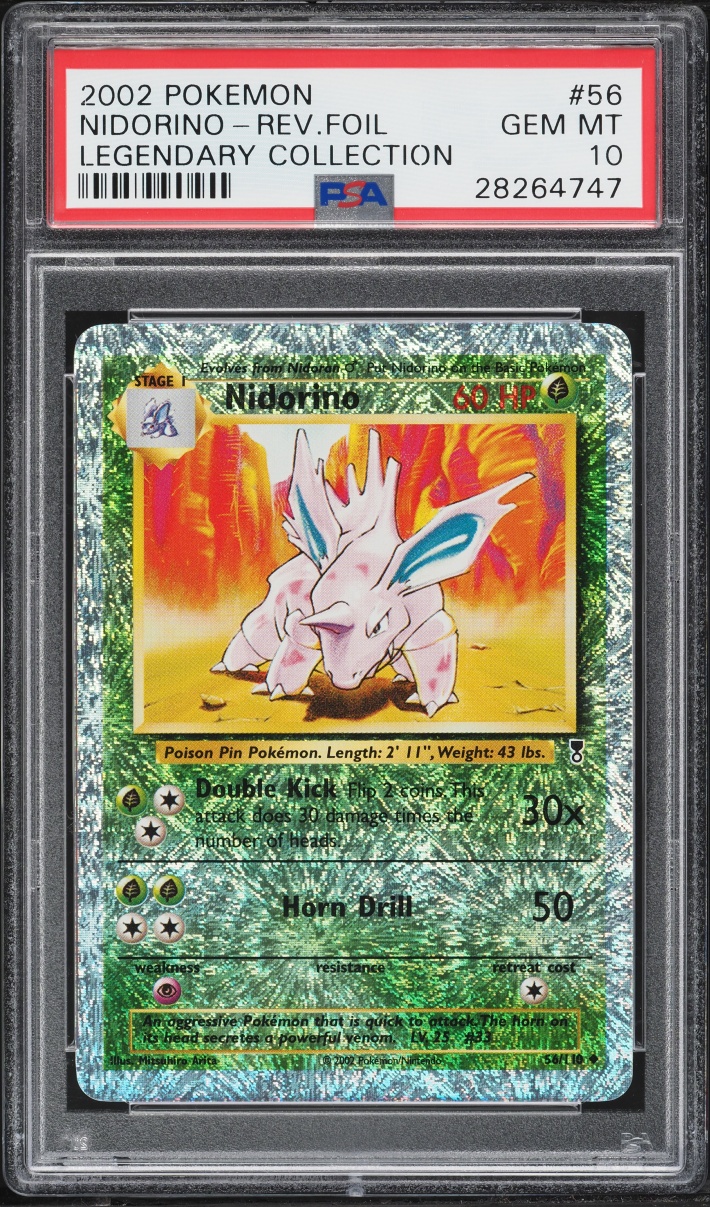 2002 Pokemon Legendary Collection Reverse Holo Nidorino #56 PSA 10 GEM MINT
